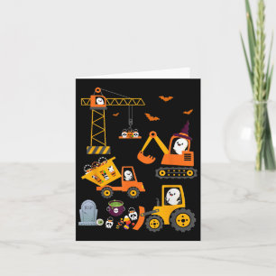 Funny Halloween Construction Trucks Pumpkin Toddle Karte