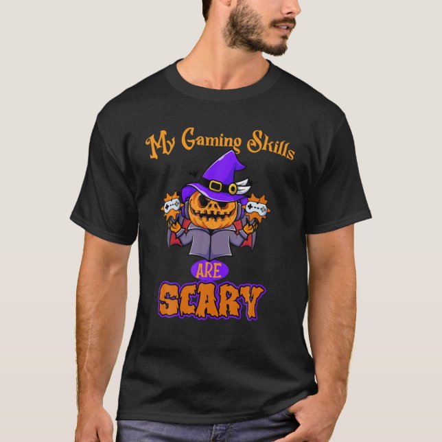 Funny Halloween Controller Video Game Gaming Skill T-Shirt (Vorderseite)