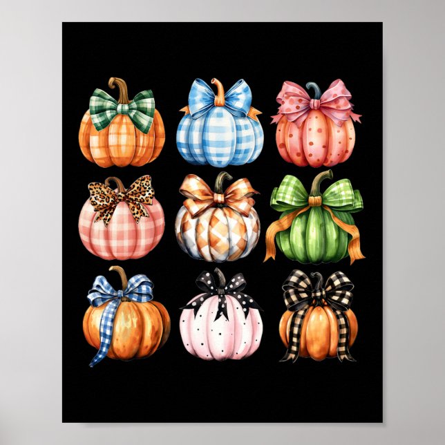 Funny Halloween Coquette Bow Pumpkin Autumn Danke Poster (Vorne)