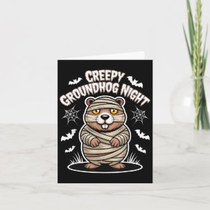 Funny Halloween Costume Creepy Groundhog Night Karte