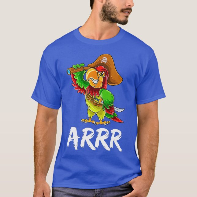 Funny Halloween Costume Pirate Parrot With Sabre T-Shirt (Vorderseite)
