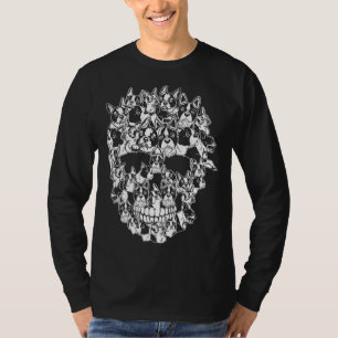 Funny Halloween Costume Skull Boston Terrier Dog L T-Shirt
