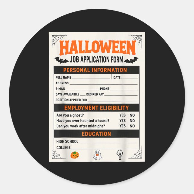 Funny Halloween Costumes Job Application Costume  Runder Aufkleber (Vorderseite)