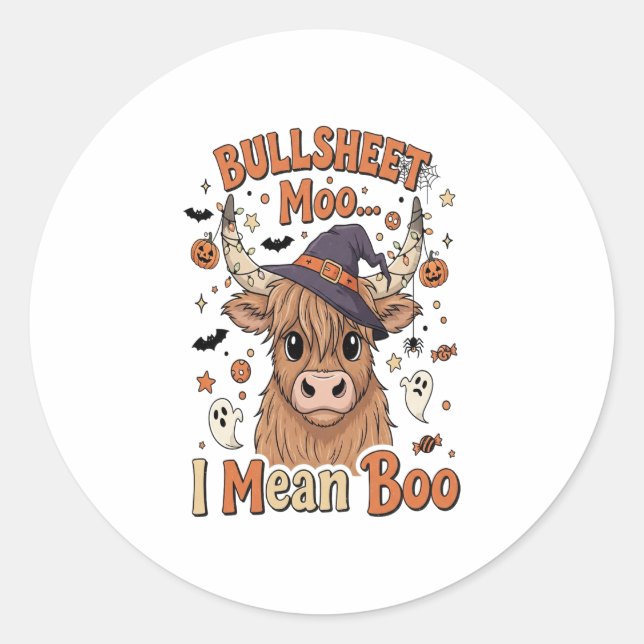 Funny Halloween Cow Bullsheet I Gemein Runder Aufkleber (Vorderseite)