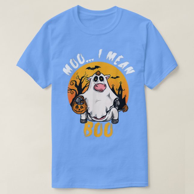 Funny Halloween Cow Moo I Mean Boo Pumpkin Farmer  T-Shirt (Design vorne)