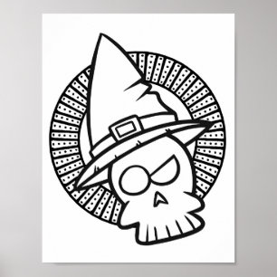 Funny Halloween Cynic Skull Coloring Page Poster