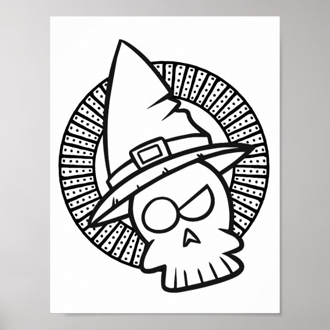 Funny Halloween Cynic Skull Coloring Page Poster (Vorne)
