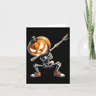 Funny Halloween Dabbing Skelett mit Pumpkin Head Karte