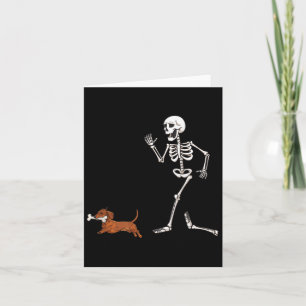 Funny Halloween Dackel und Skelett Karte