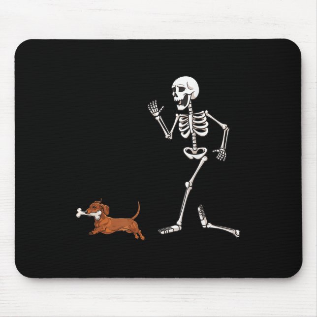 Funny Halloween Dackel und Skelett Mousepad (Vorne)