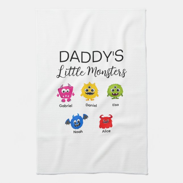 Funny Halloween Daddy's Little Monster Geschirrtuch (Vertikal)