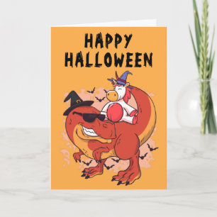 Funny Halloween Dinosaur Niedlich Unicorn Karte