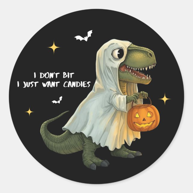 Funny Halloween Dinosaur Sticker (Vorderseite)