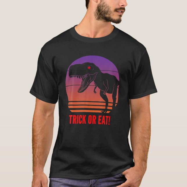Funny Halloween Dinosaur T Rex Trick oder behandel T-Shirt (Vorderseite)