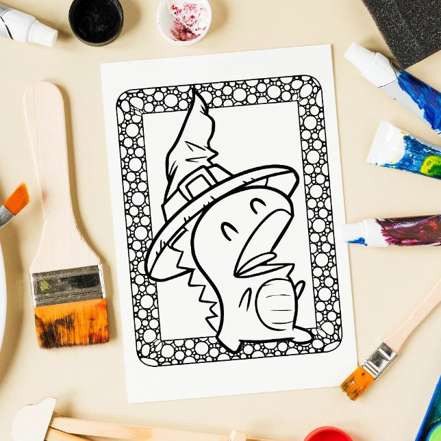 Funny Halloween Dragon Coloring Page Poster (Von Creator hochgeladen)