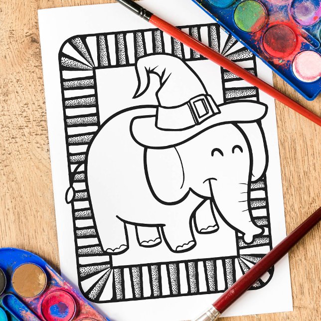 Funny Halloween Elephant Coloring Page Poster (Von Creator hochgeladen)