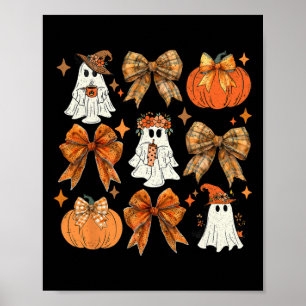 Funny Halloween Fall Coquette Bow Pumpkin Niedlich Poster