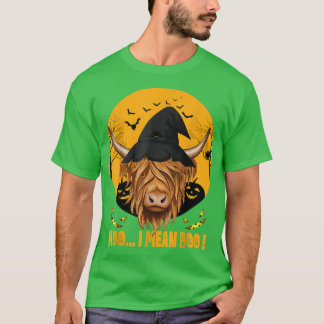 Funny Halloween Farmer Ghost Cow Highland Cow Hall T-Shirt