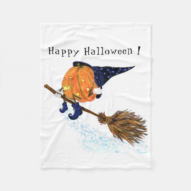 Funny Halloween Fleece Blanket Hexenkürbis (Vorderseite)