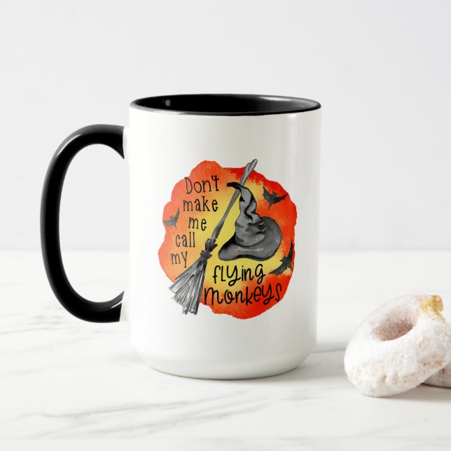 Funny Halloween FLYING MONKEYS Sprichwort Tasse (Mit Donut)