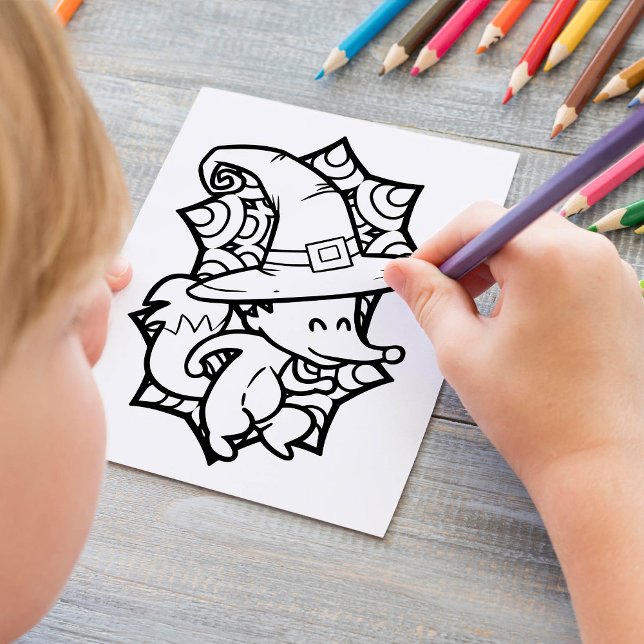 Funny Halloween Fox Tancing Coloring Page Poster (Von Creator hochgeladen)