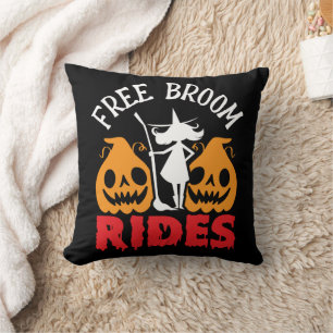 Funny Halloween Free Broom Rides Hexenkürbis Kissen