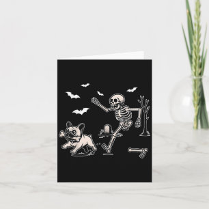 Funny Halloween French Bulldog Skeleton Soky Men W Karte