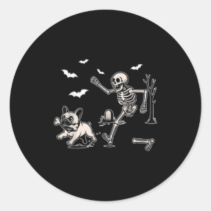 Funny Halloween French Bulldog Skeleton Soky Men W Runder Aufkleber