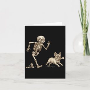 Funny Halloween French Bulldog Skeleton Soky Seaso Karte