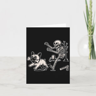 Funny Halloween French Bulldog Skeleton Soky Seaso Karte