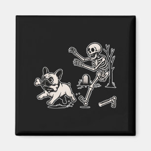 Funny Halloween French Bulldog Skeleton Soky Seaso Magnet