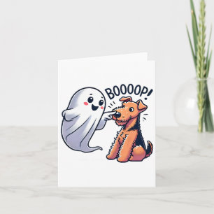 Funny Halloween Ghost Airedale Terrier Boop Lazy C Karte