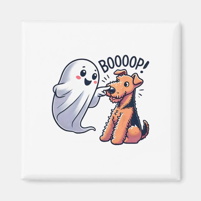 Funny Halloween Ghost Airedale Terrier Boop Lazy C Magnet (Vorne)