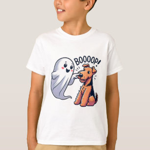 Funny Halloween Ghost Airedale Terrier Boop Lazy C T-Shirt