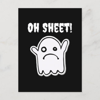 Funny Halloween Ghost Boo Sheet Puff Oh Sheet Postkarte