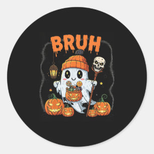 Funny Halloween Ghost Bruh Niedlich Candy Ghost Co Runder Aufkleber