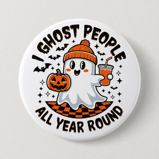 Funny Halloween Ghost Button (Vorderseite)