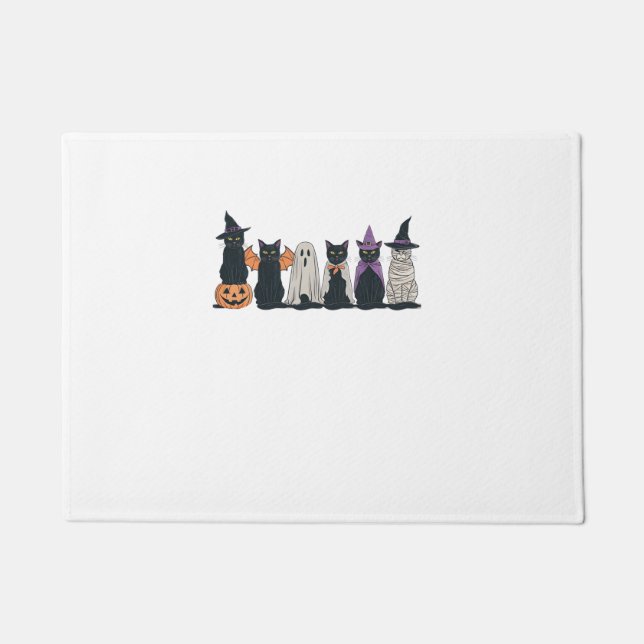 Funny Halloween Ghost Cat Spooky Black Cat Lover Fußmatte (Vorderseite)