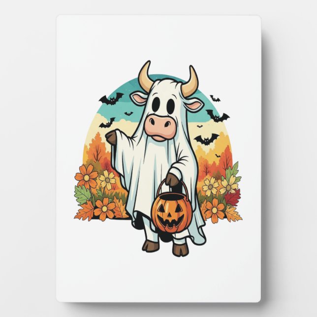 Funny Halloween Ghost Cow Fotoplatte (Vorderseite)