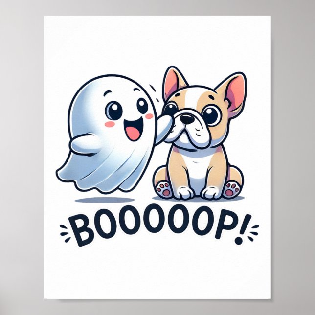 Funny Halloween Ghost French Bulldog Boop Easy Laz Poster (Vorne)
