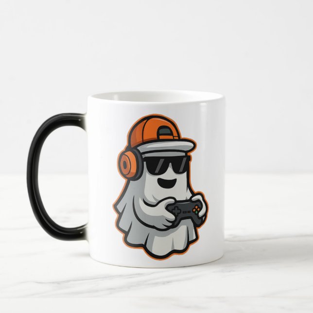 Funny Halloween Ghost Gamer Pixel Video Verwandlungstasse (Links)