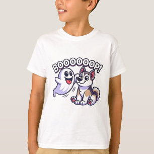 Funny Halloween Ghost Husky Dog Boop Albern Puppy  T-Shirt