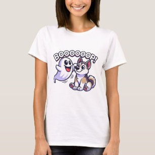 Funny Halloween Ghost Husky Dog Boop Albern Puppy T-Shirt