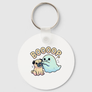 Funny Halloween Ghost Mops Boop Alberner Welpe Hum Schlüsselanhänger