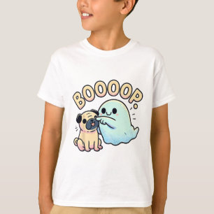 Funny Halloween Ghost Mops Boop Alberner Welpe Hum T-Shirt