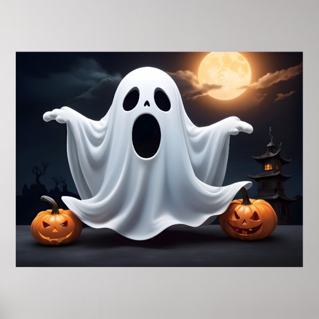 Funny Halloween Ghost Poster (Vorne)
