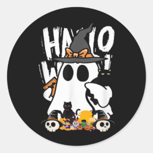 Funny Halloween Ghost Pumpkin Niedlich Black Cat L Runder Aufkleber