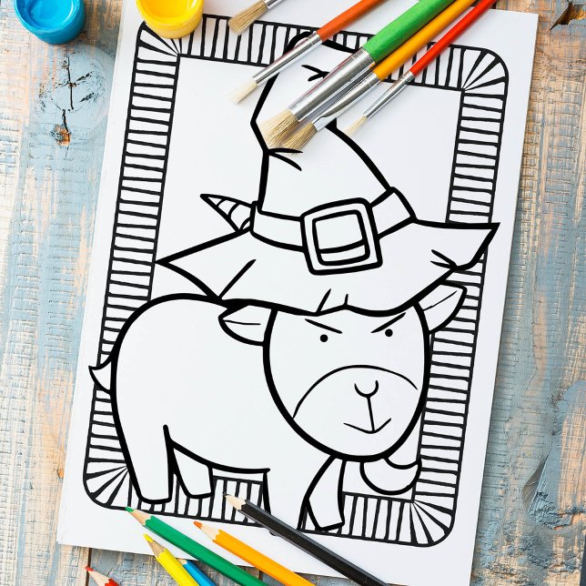 Funny Halloween Goat Coloring Page Poster (Von Creator hochgeladen)