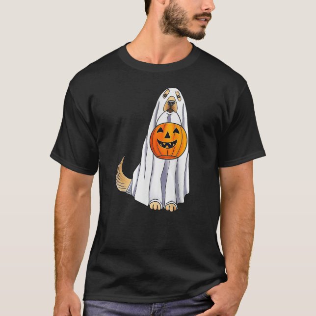 Funny Halloween Golden Retriever Dog Ghost and Pum T-Shirt (Vorderseite)