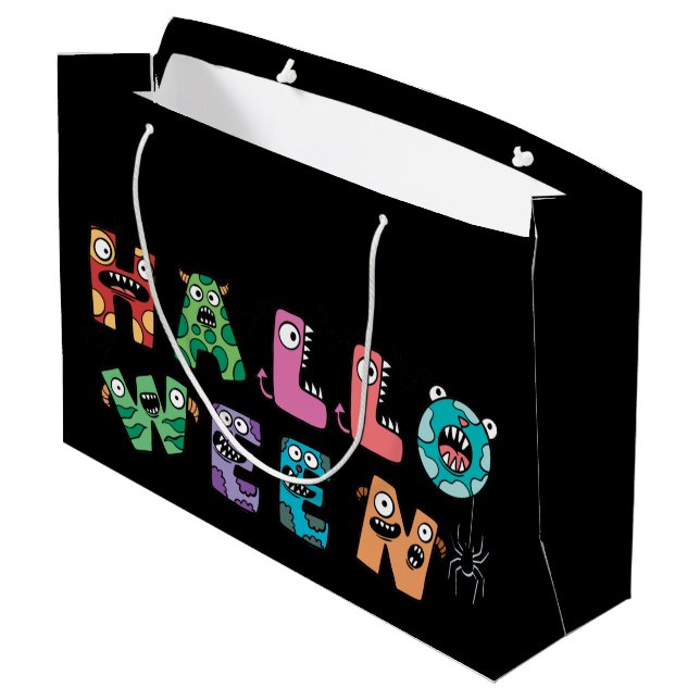 Funny Halloween Große Geschenktüte (Rückseite Schrägansicht)